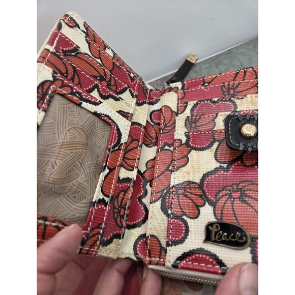 Sakroots Zip Around Coated Canvas Wristlet Wallet Peace Print Birds New W Tags - Picture 7 of 11